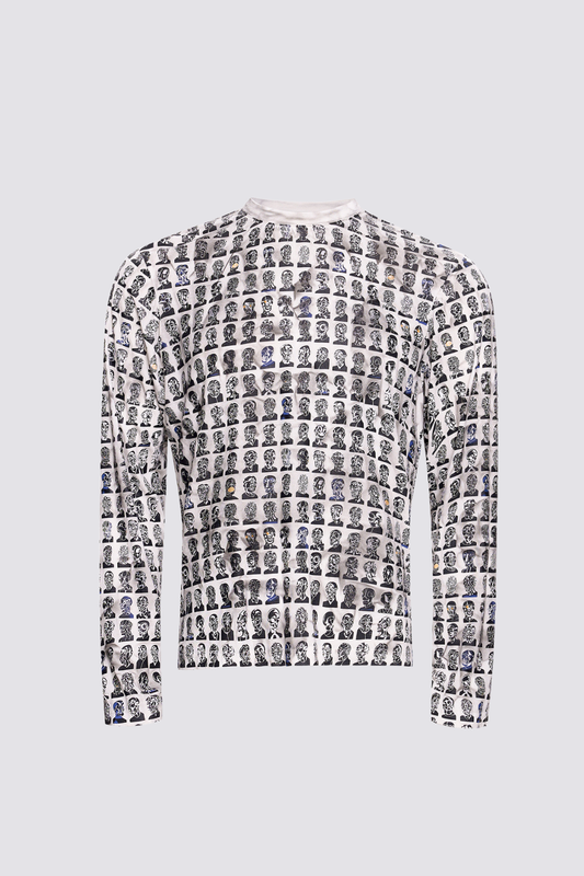 Flat Symbol Long Sleeve Print Top White