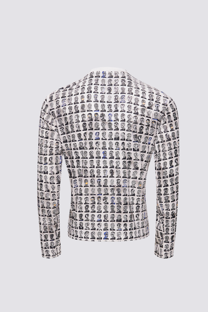 Flat Symbol Long Sleeve Print Top White