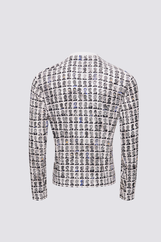 Flat Symbol Long Sleeve Print Top White