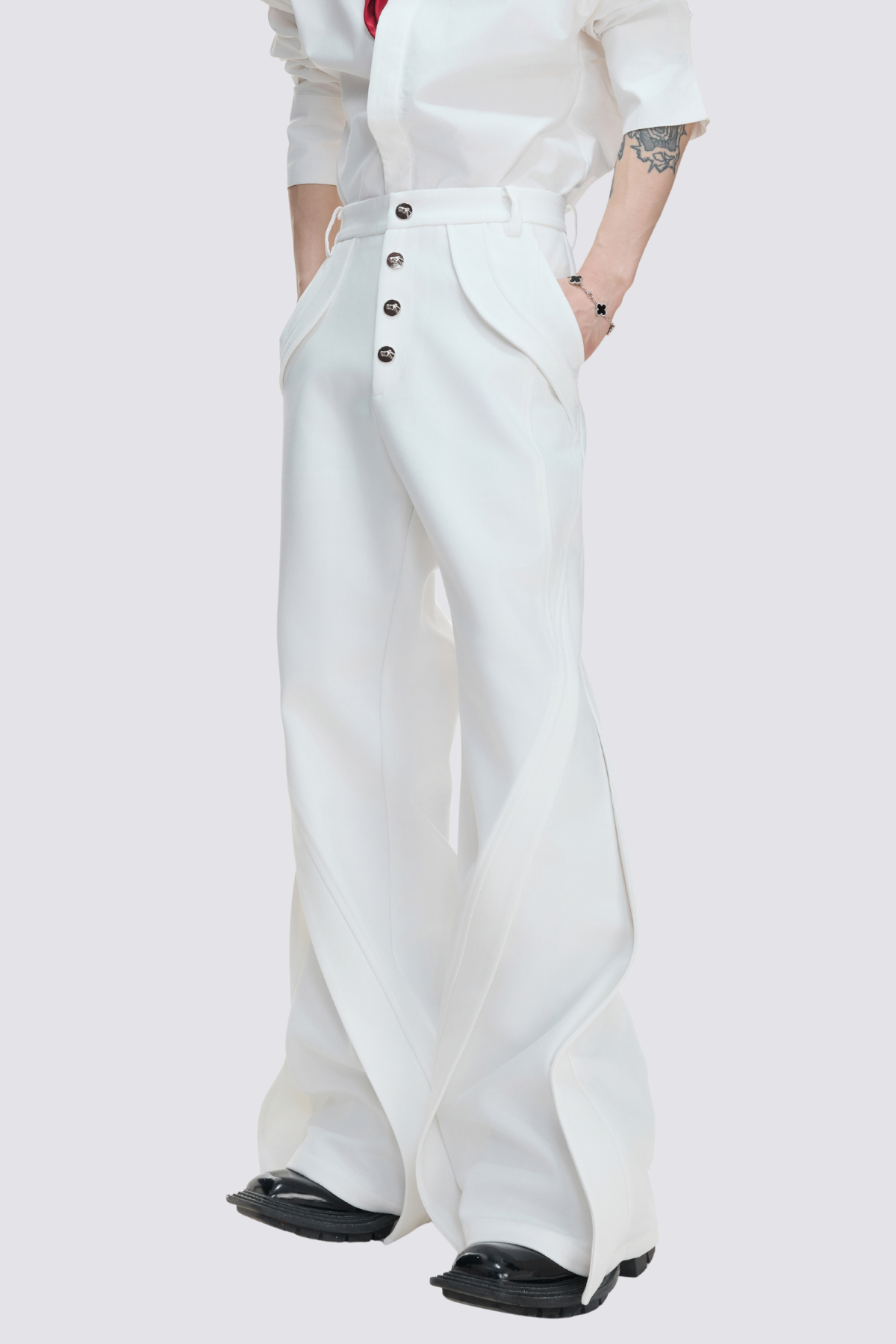 Flat Velocity Bootcut Deconstructed Pants White