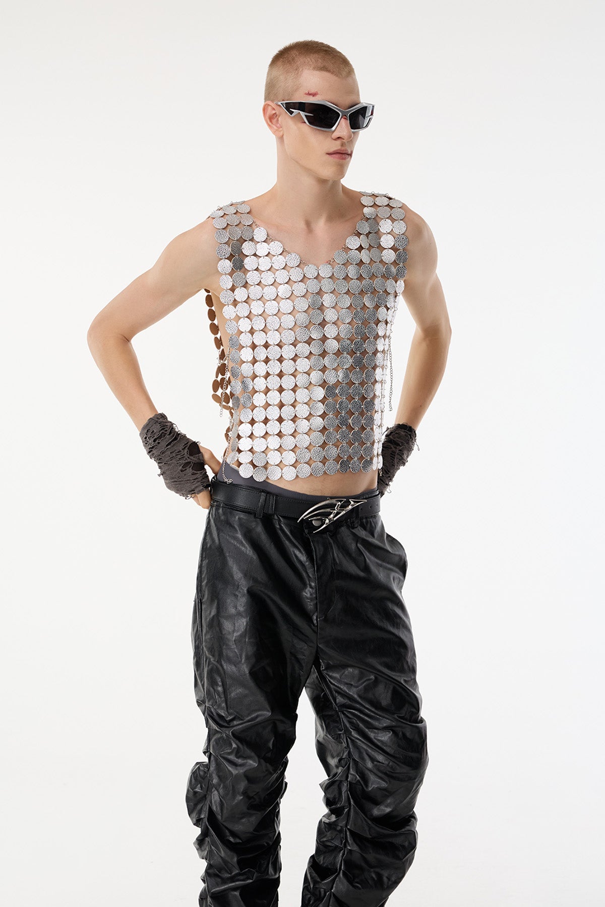 Flex Heat Leather Chain Sleeveless Top
