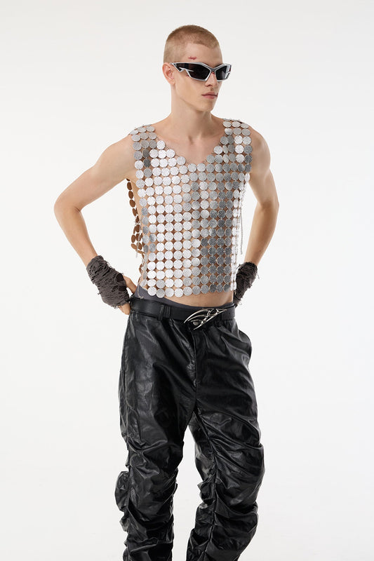 Flex Heat Leather Chain Sleeveless Top
