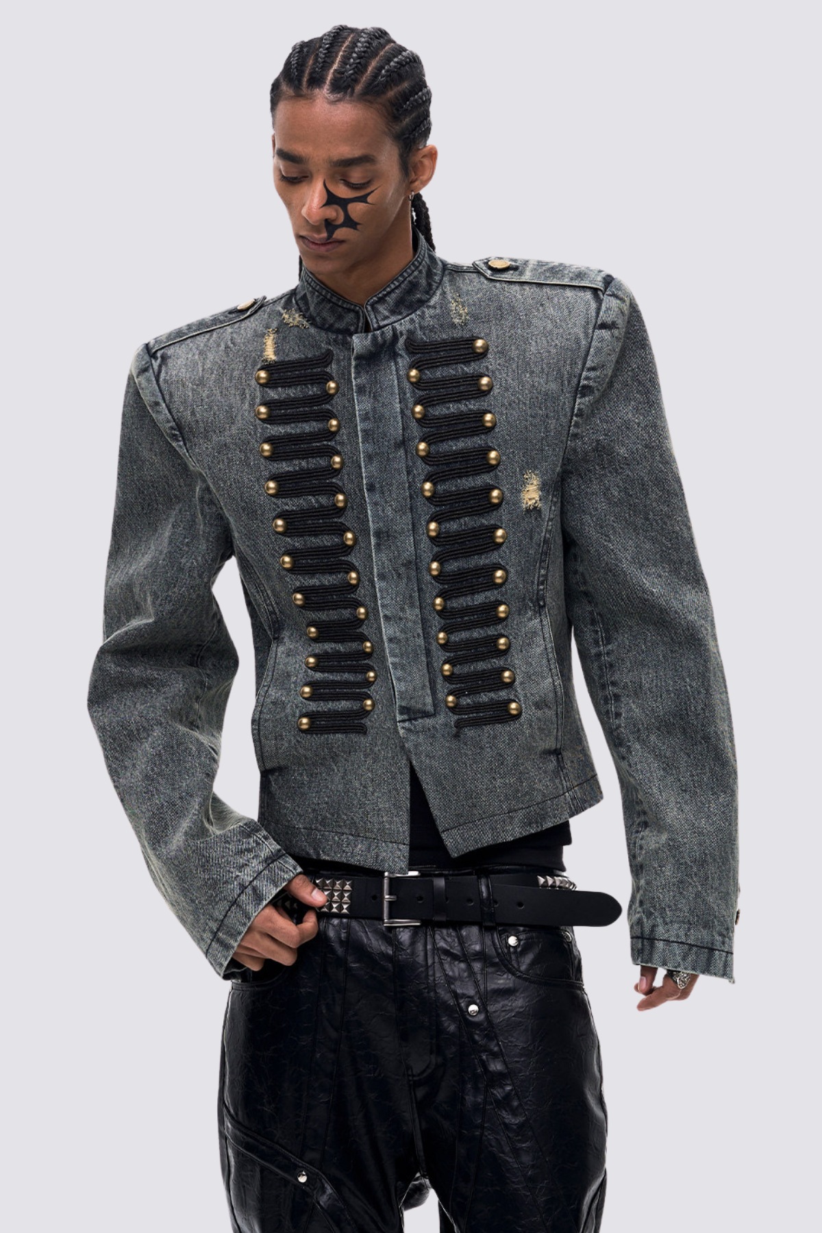 Flex Stain Ripped Denim Jacket Blue