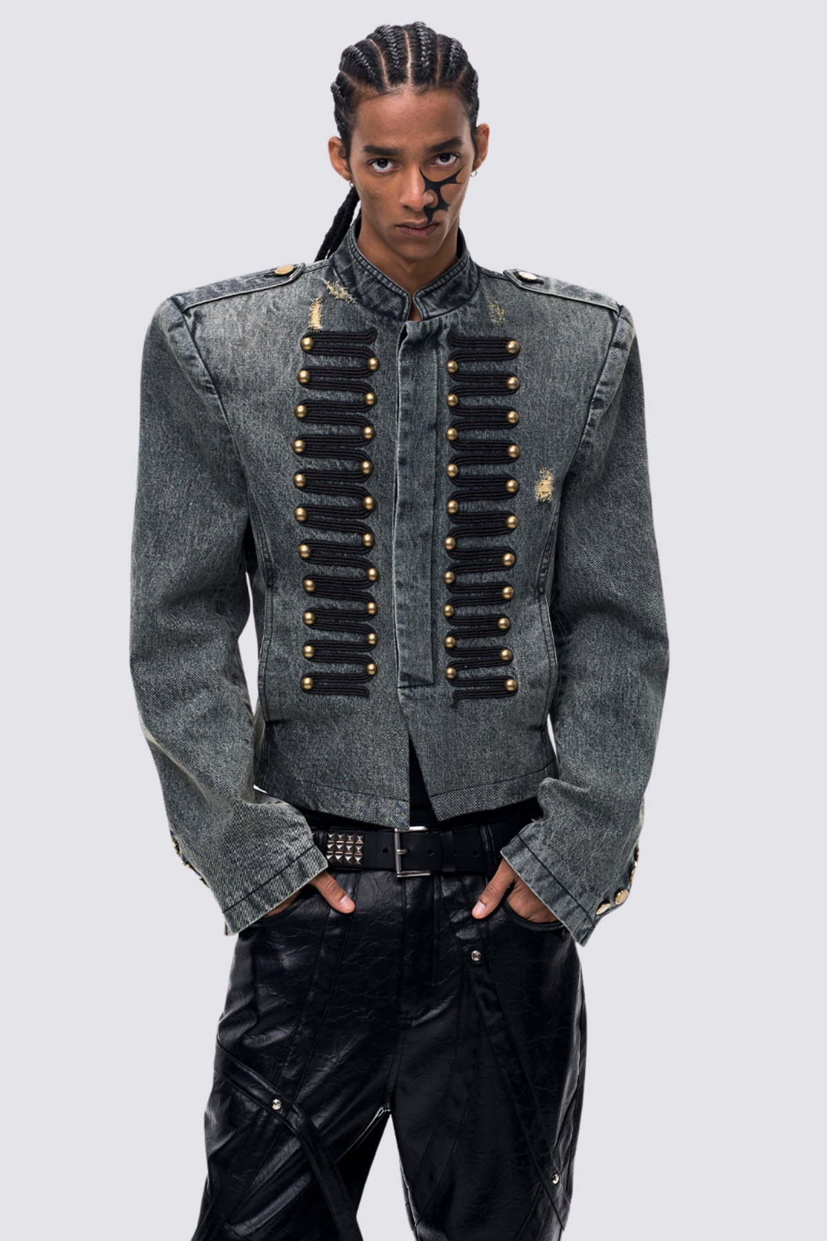 Flex Stain Ripped Denim Jacket Blue
