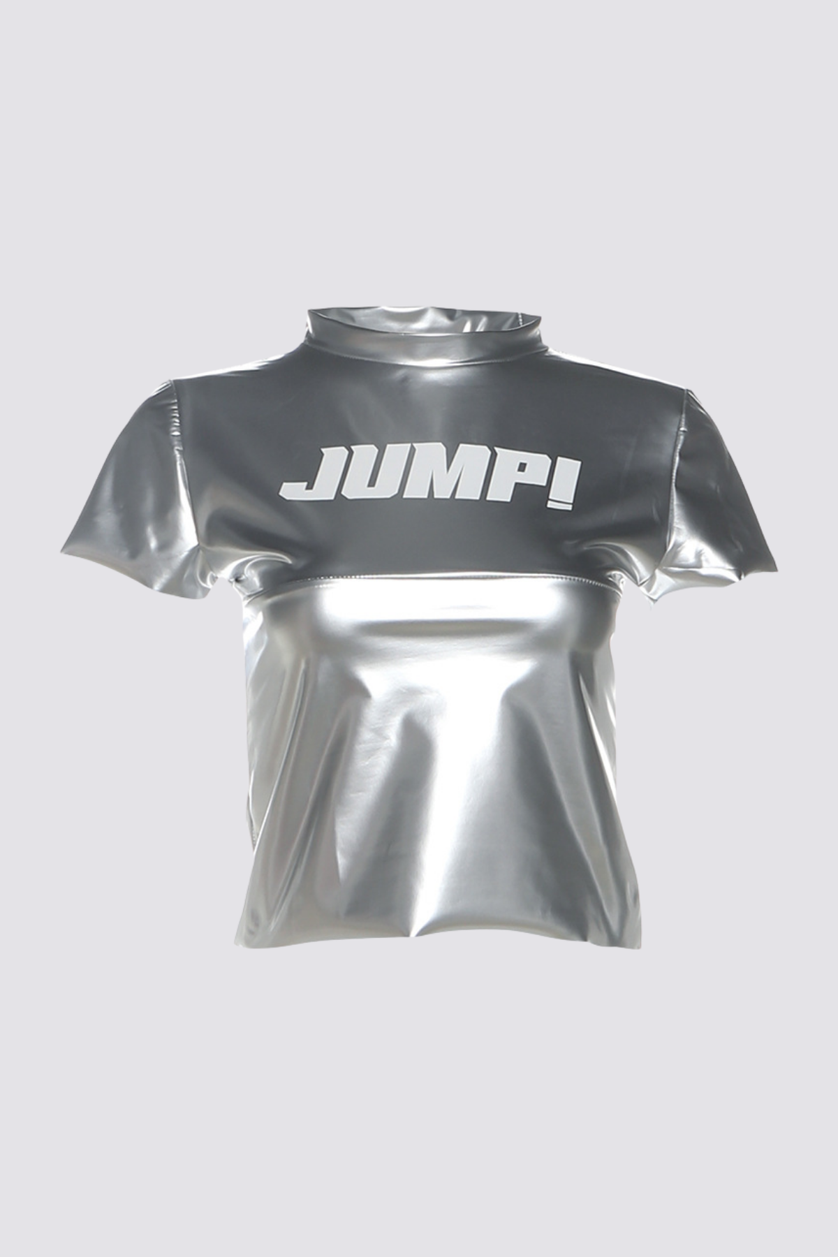 Flex Strap Leather Crop Top Silver