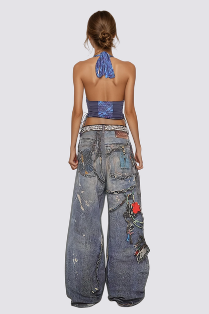 Flow Curve Print Crop Top