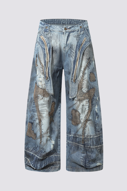 Flow Pulse Embroidered Wide Leg Jeans