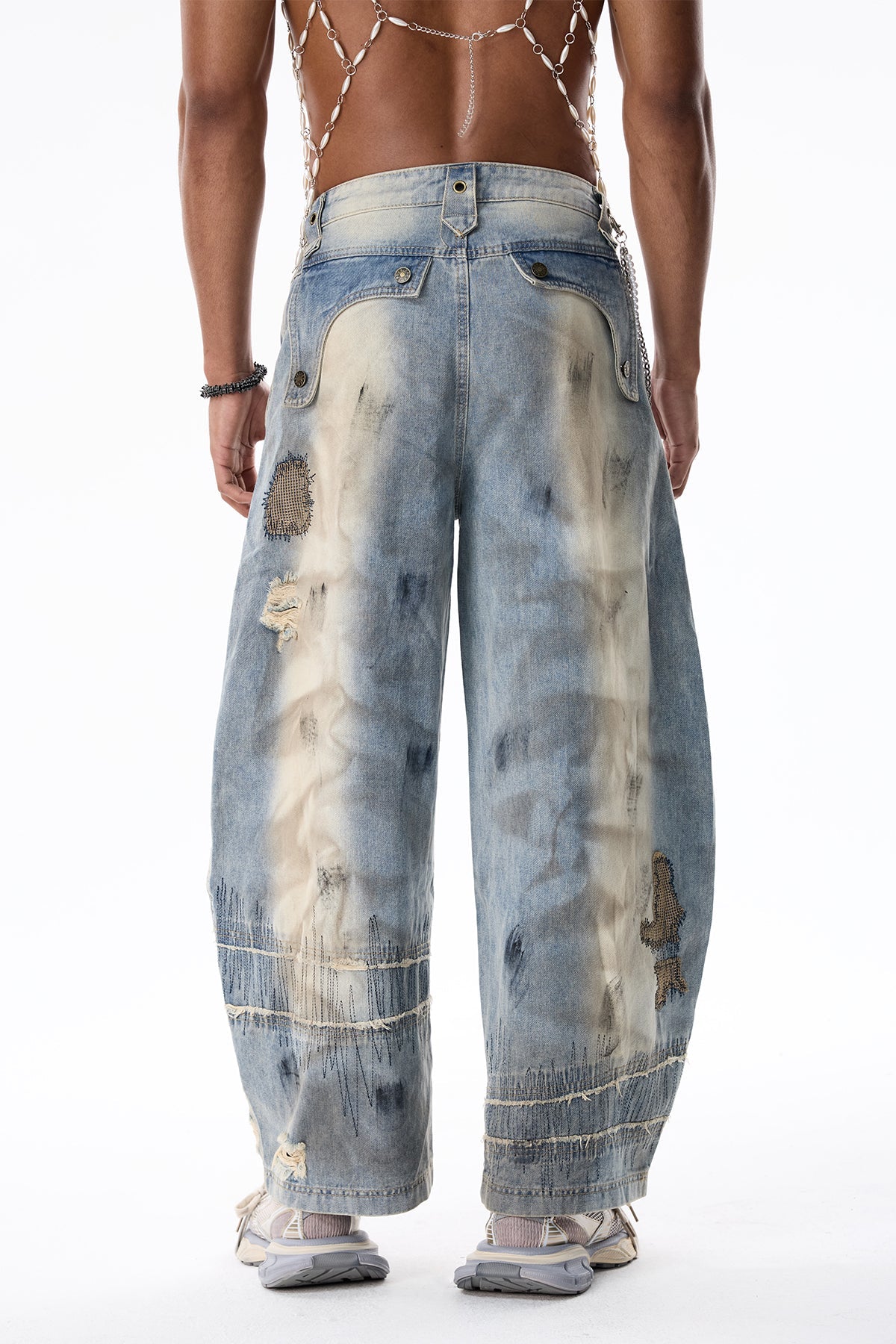 Flow Pulse Embroidered Wide Leg Jeans