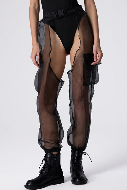 Flow Line Cutout Mesh Pants