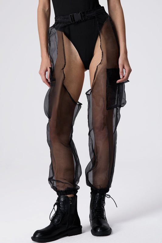 Flow Line Cutout Mesh Pants