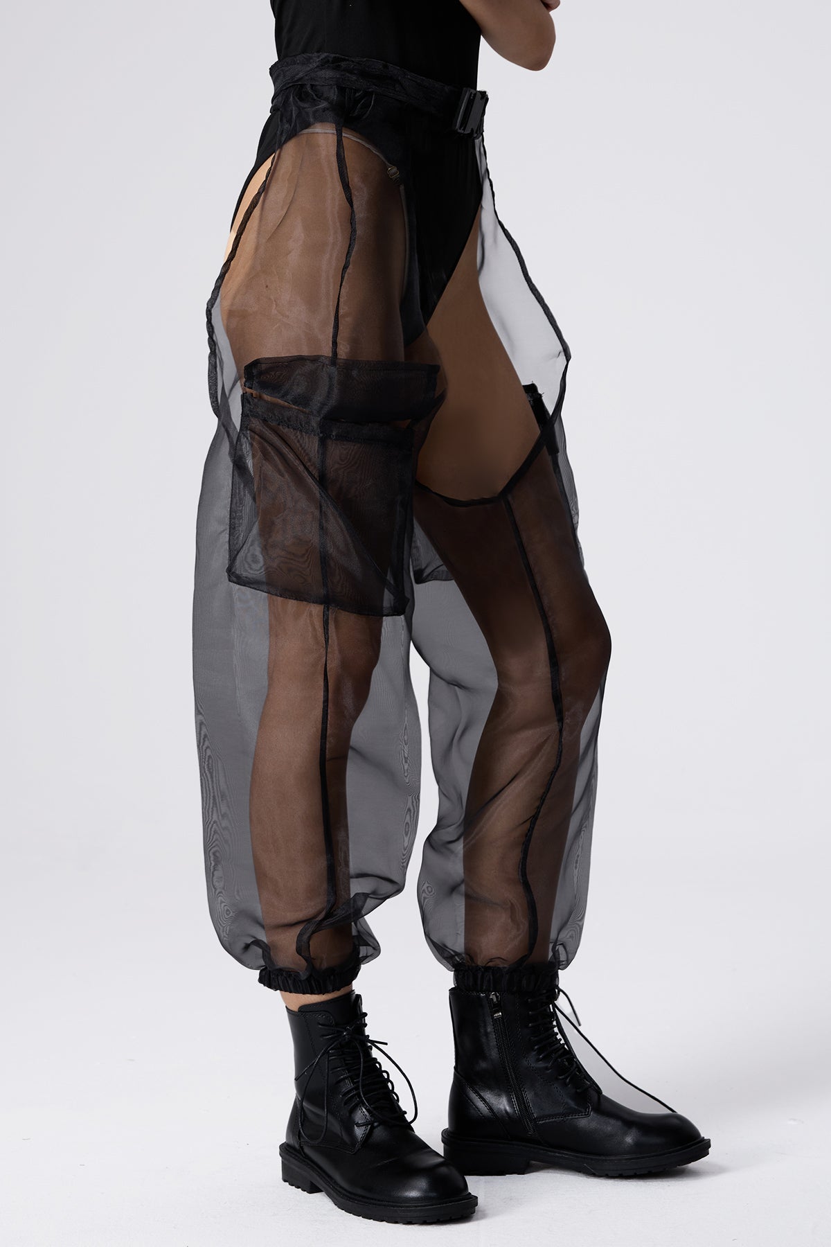 Flow Line Cutout Mesh Pants