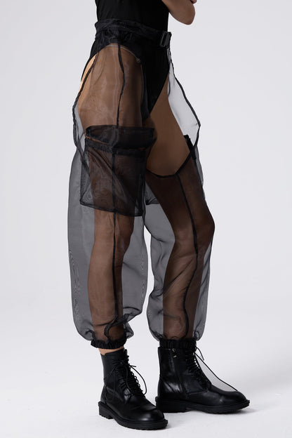 Flow Line Cutout Mesh Pants