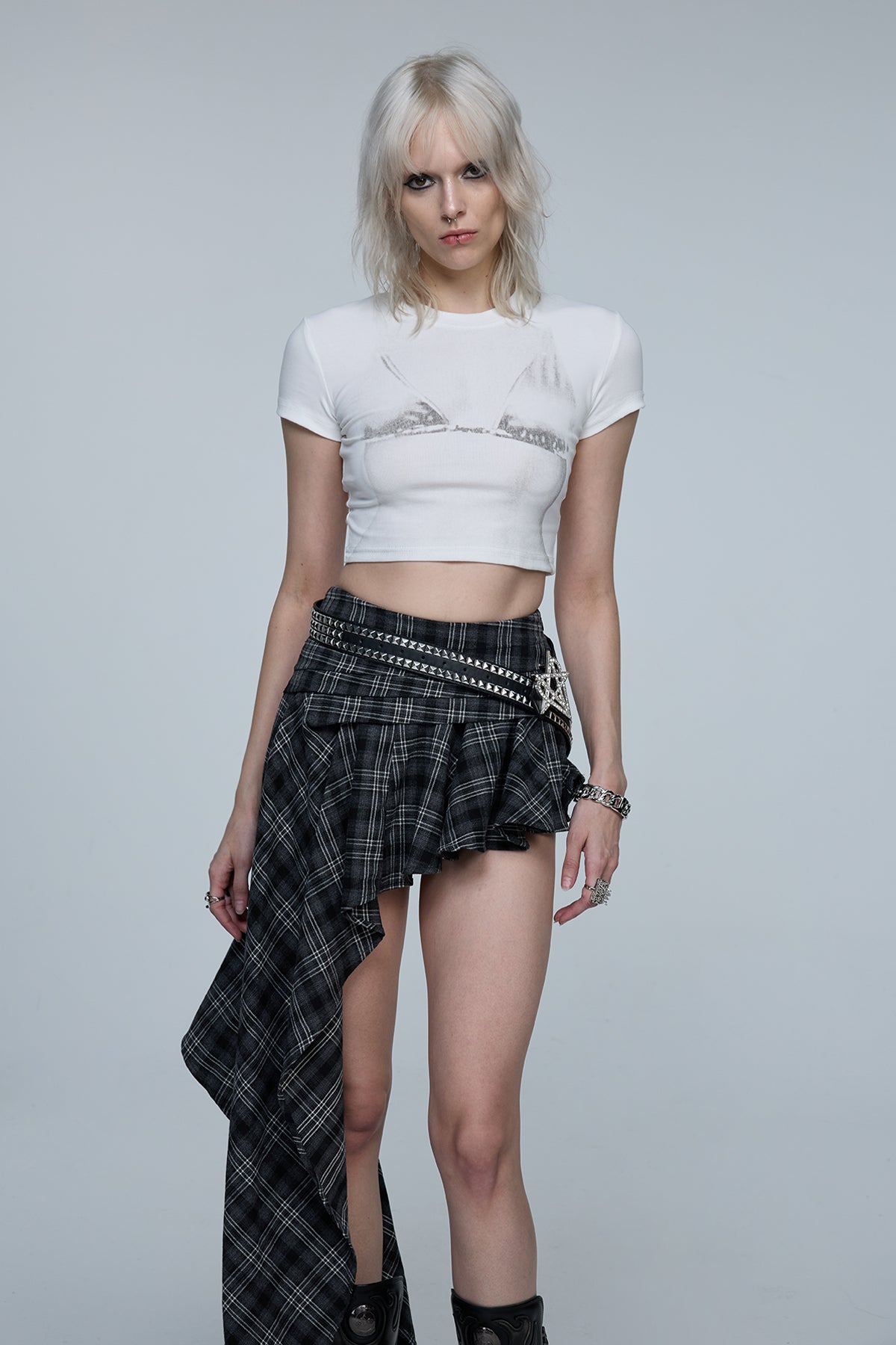 Fluid Arc Print Crop Top