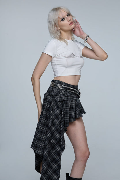 Fluid Arc Print Crop Top