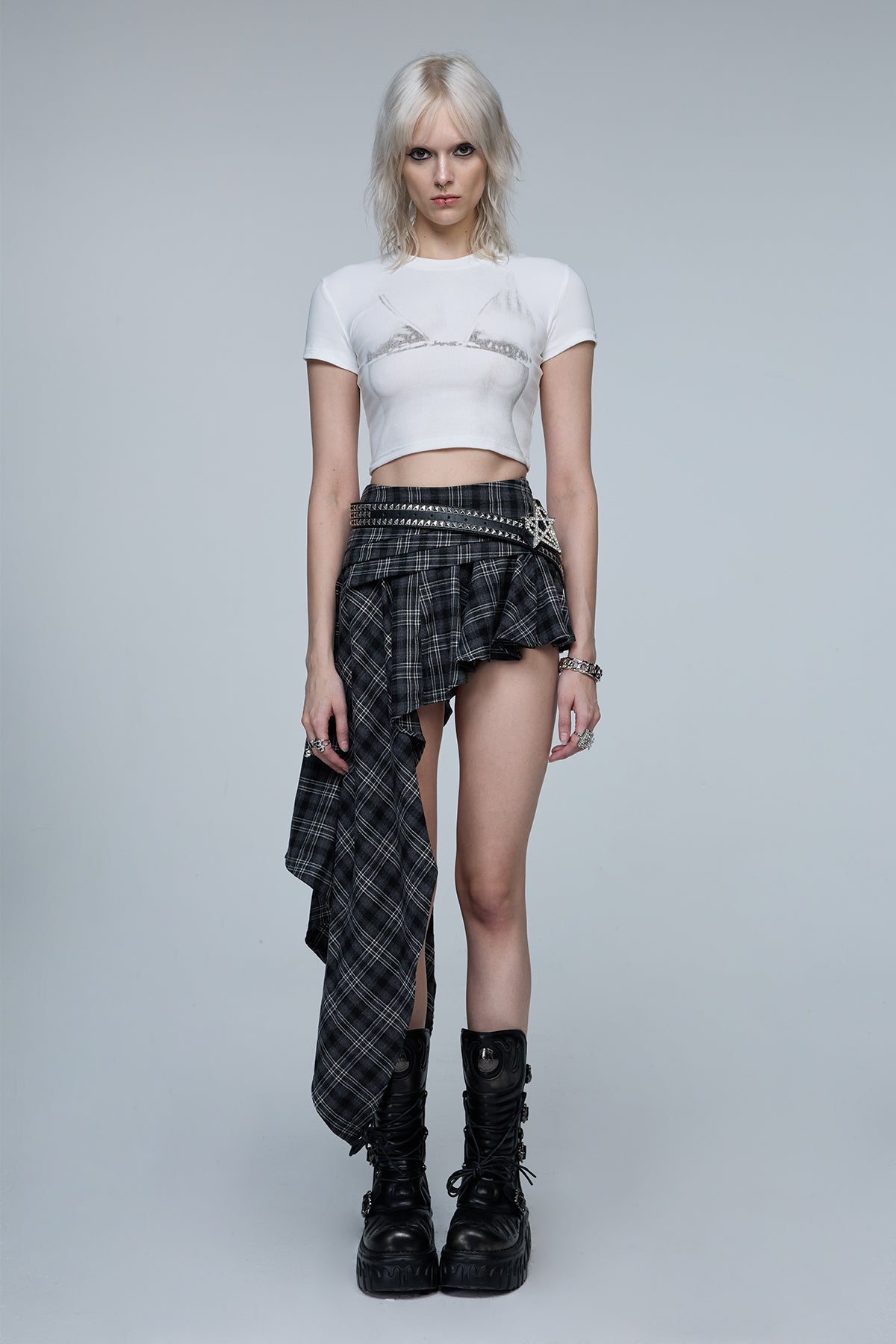 Fluid Arc Print Crop Top