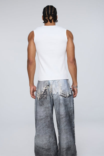 Fluid Flame Star Embroidered Tank Top