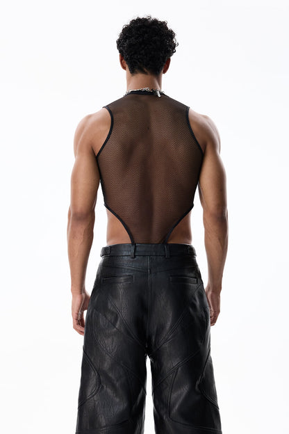 Fluid Form Sleeveless Mesh Bodysuit