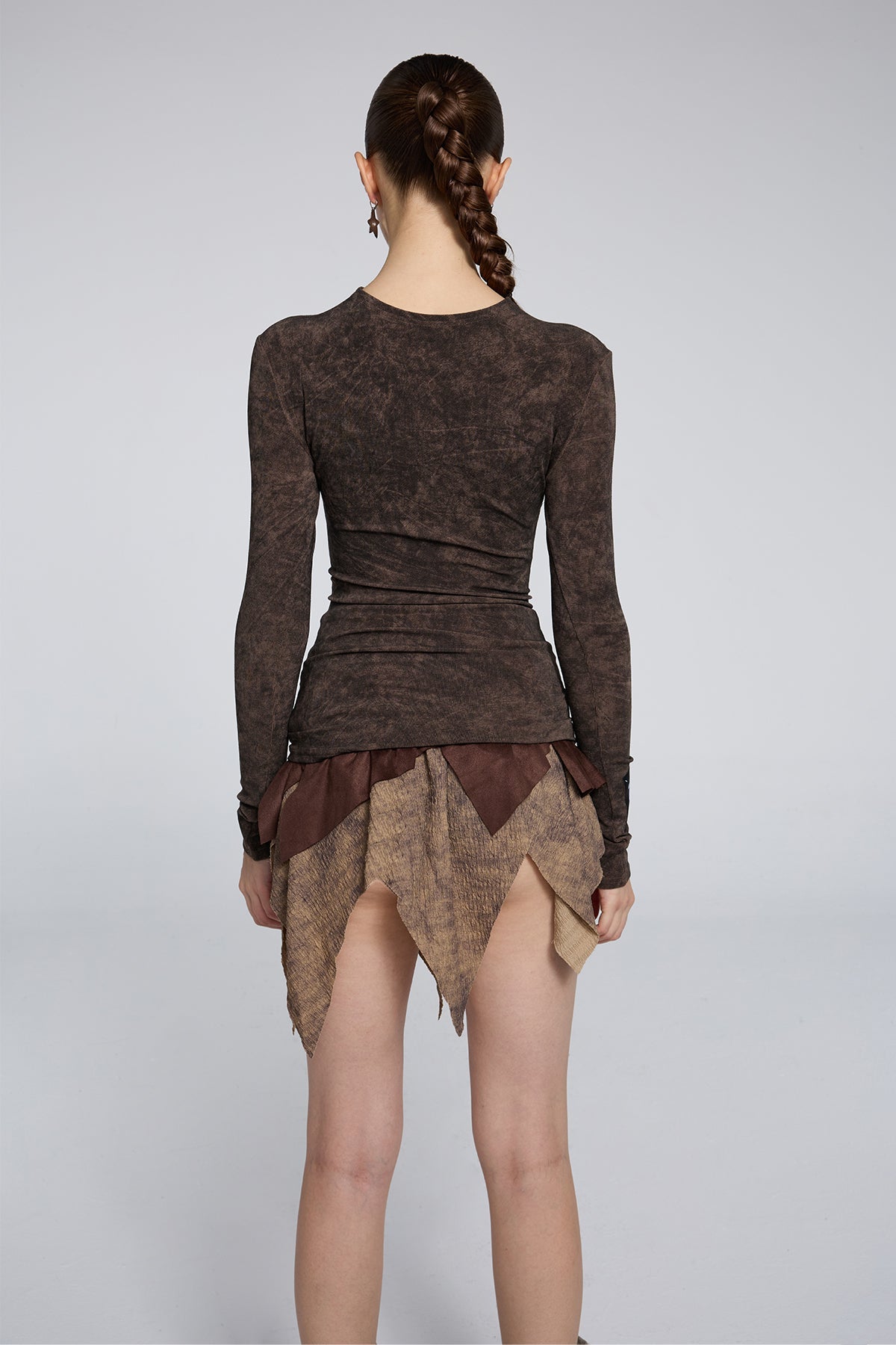 Fluid Shadow Long Sleeve Lace Up Top