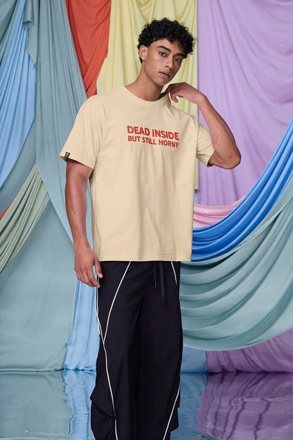 Fluid Graphic Print T-Shirt Beige