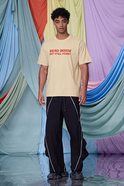 Fluid Graphic Print T-Shirt Beige