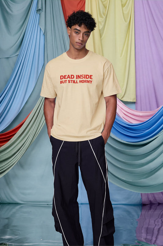 Fluid Graphic Print T-Shirt Beige