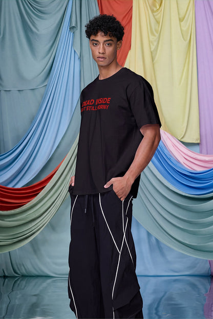 Fluid Graphic Print T-Shirt Black