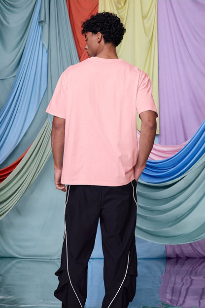 Fluid Graphic Print T-Shirt Pink