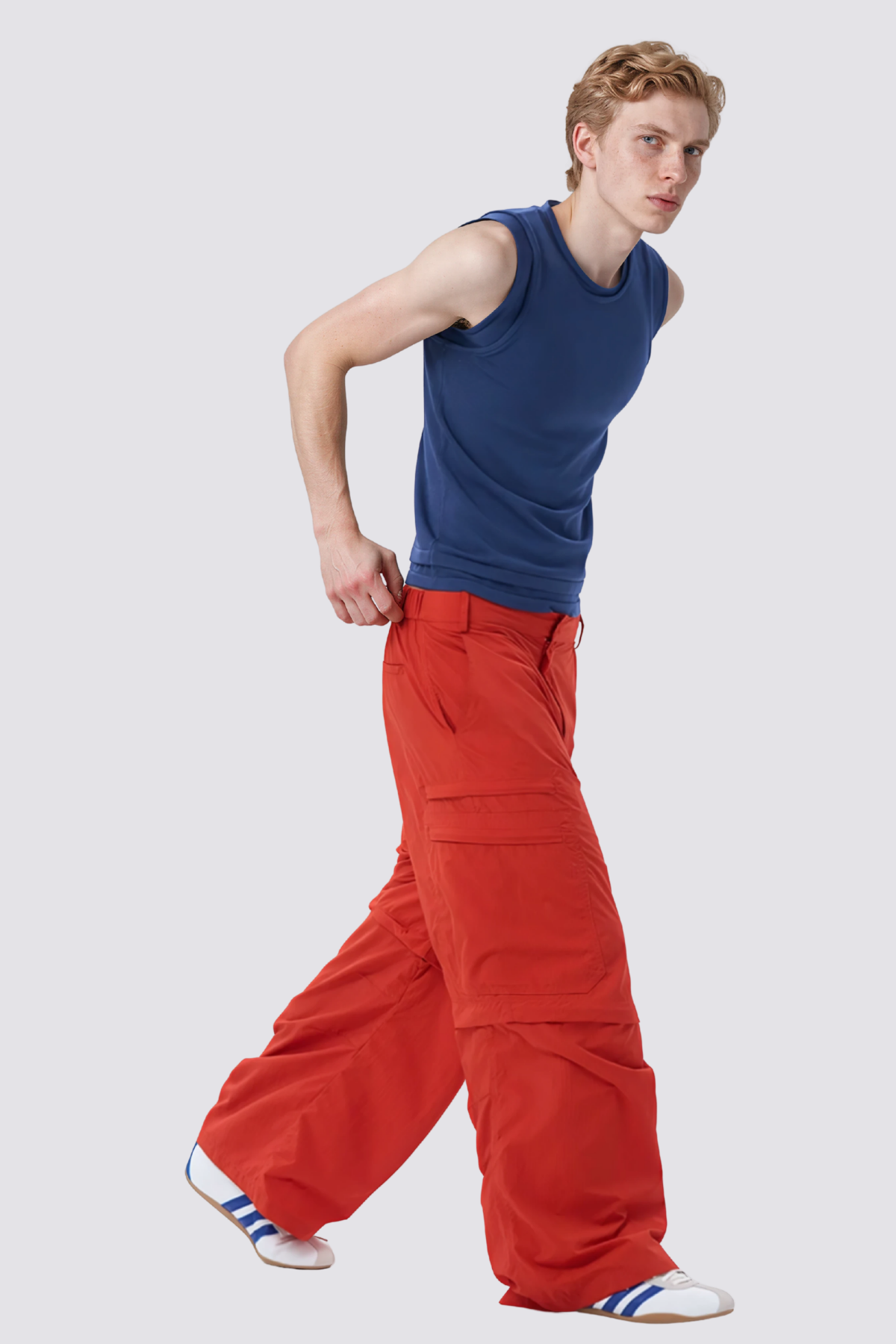 Free Slant Sleeveless Top Blue
