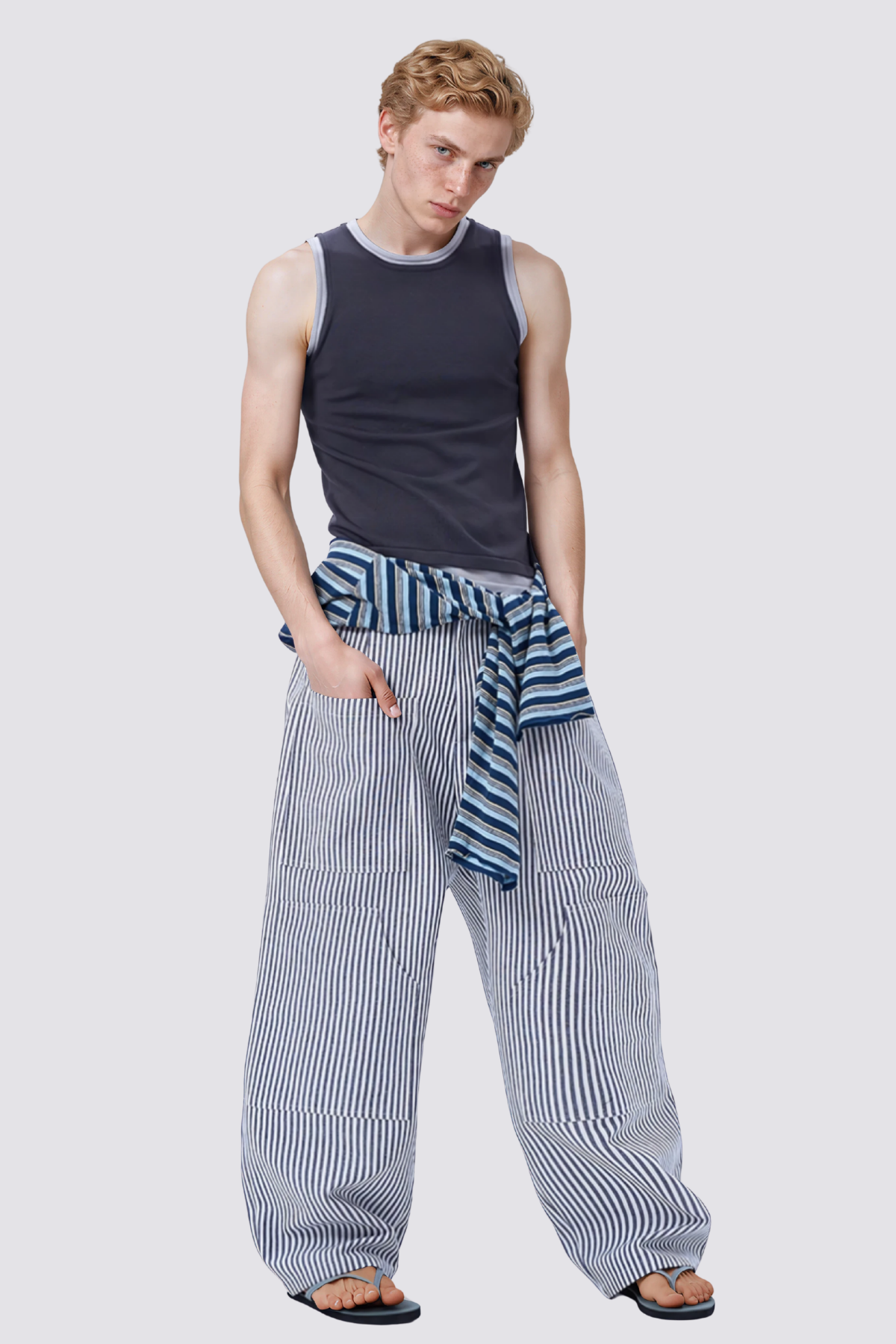 Free Slant Sleeveless Top Grey