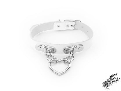 White Bound Heart Ring Choker