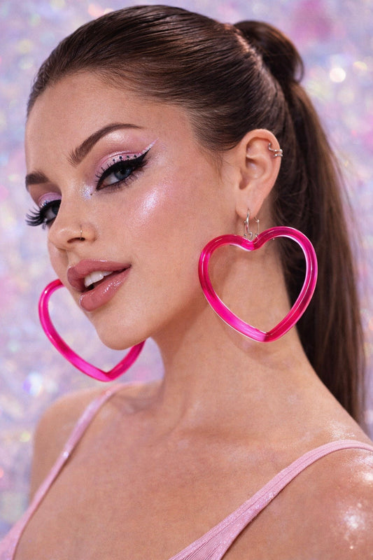Pink Heart Hoop Earrings