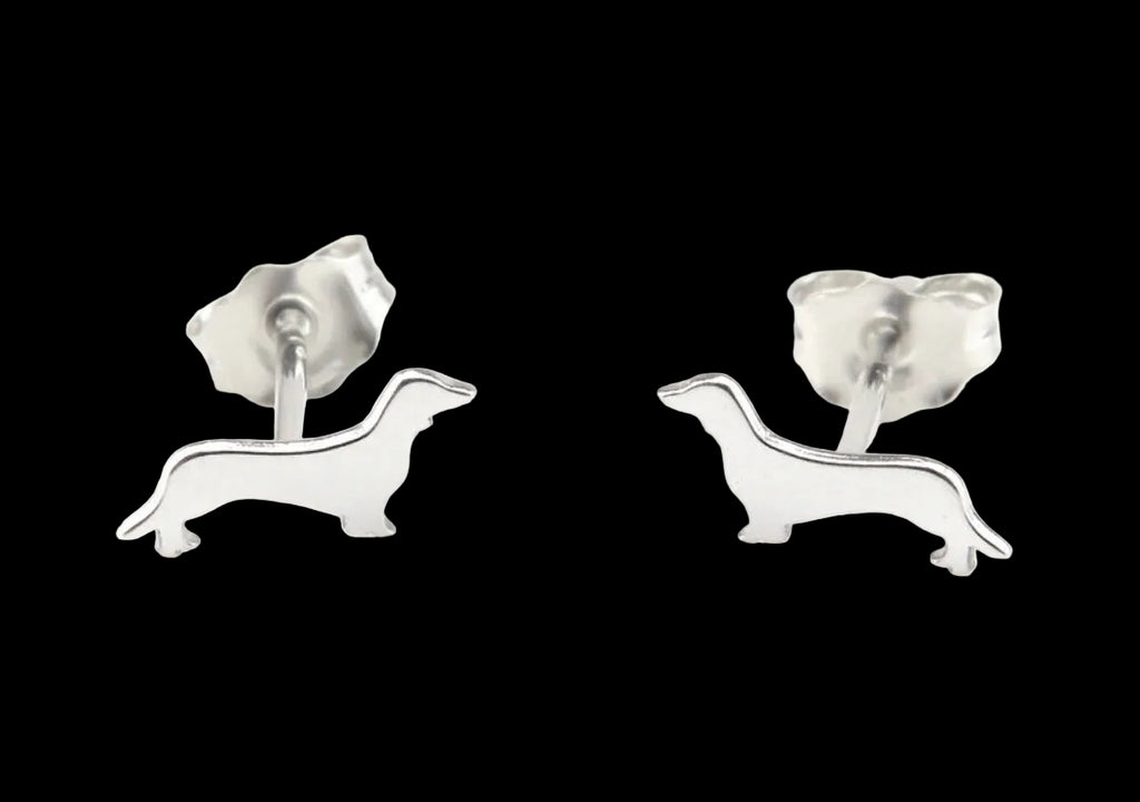 Sterling Silver Dachshund Earrings