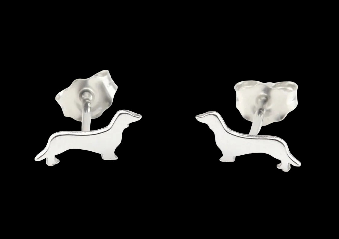 Sterling Silver Dachshund Earrings