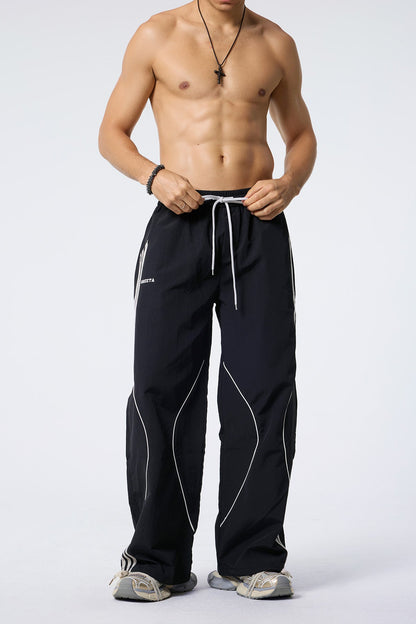 Future Shell Striped Straight Deconstructed Pants