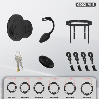 Recessed Silicone Chastity Cage for Men | Ergonomic Inward Design Wearable Device with Remote Vibration & Adjustable Fit System