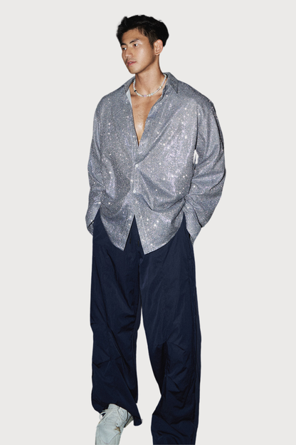 Gem Light Glitter Button Shirt