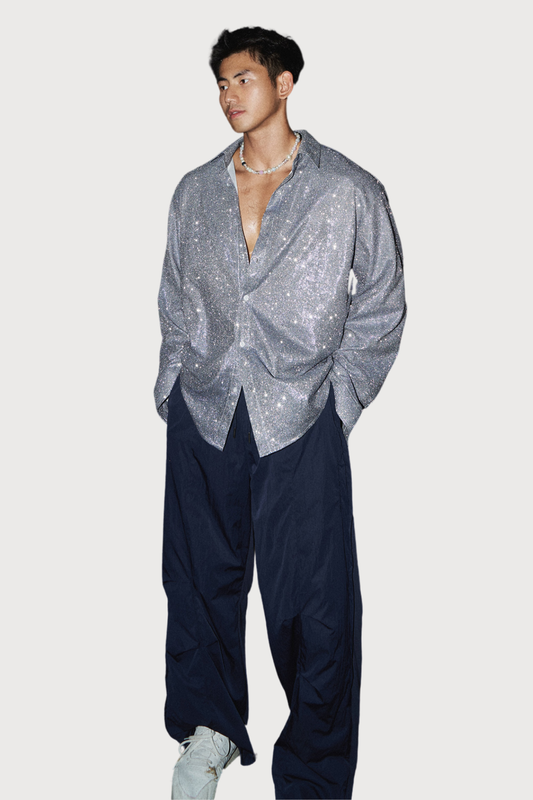 Gem Light Glitter Button Shirt