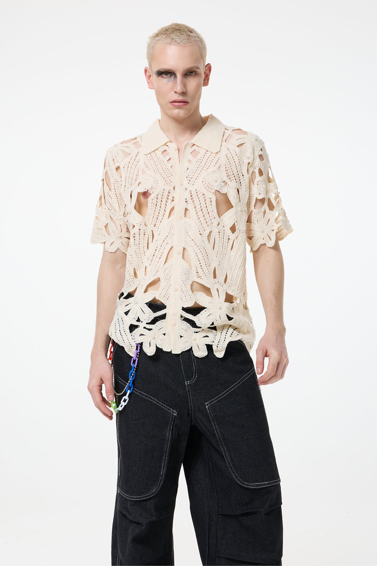 Gentle Structure Cutout Knit Shirt