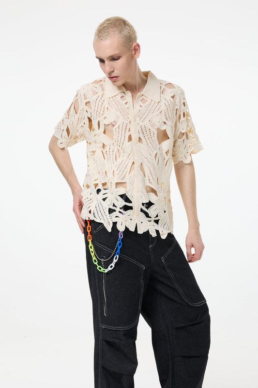 Gentle Structure Cutout Knit Shirt