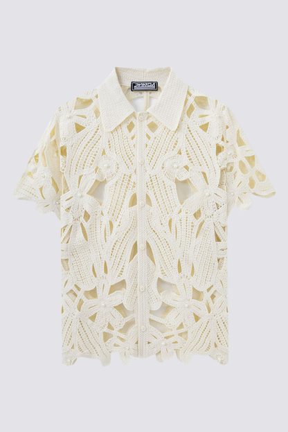 Gentle Structure Cutout Knit Shirt