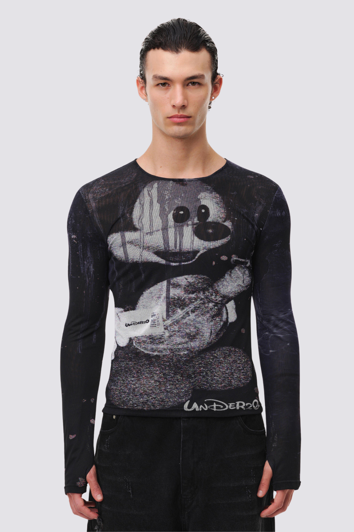 Ghost Mark Long Sleeve Print Top