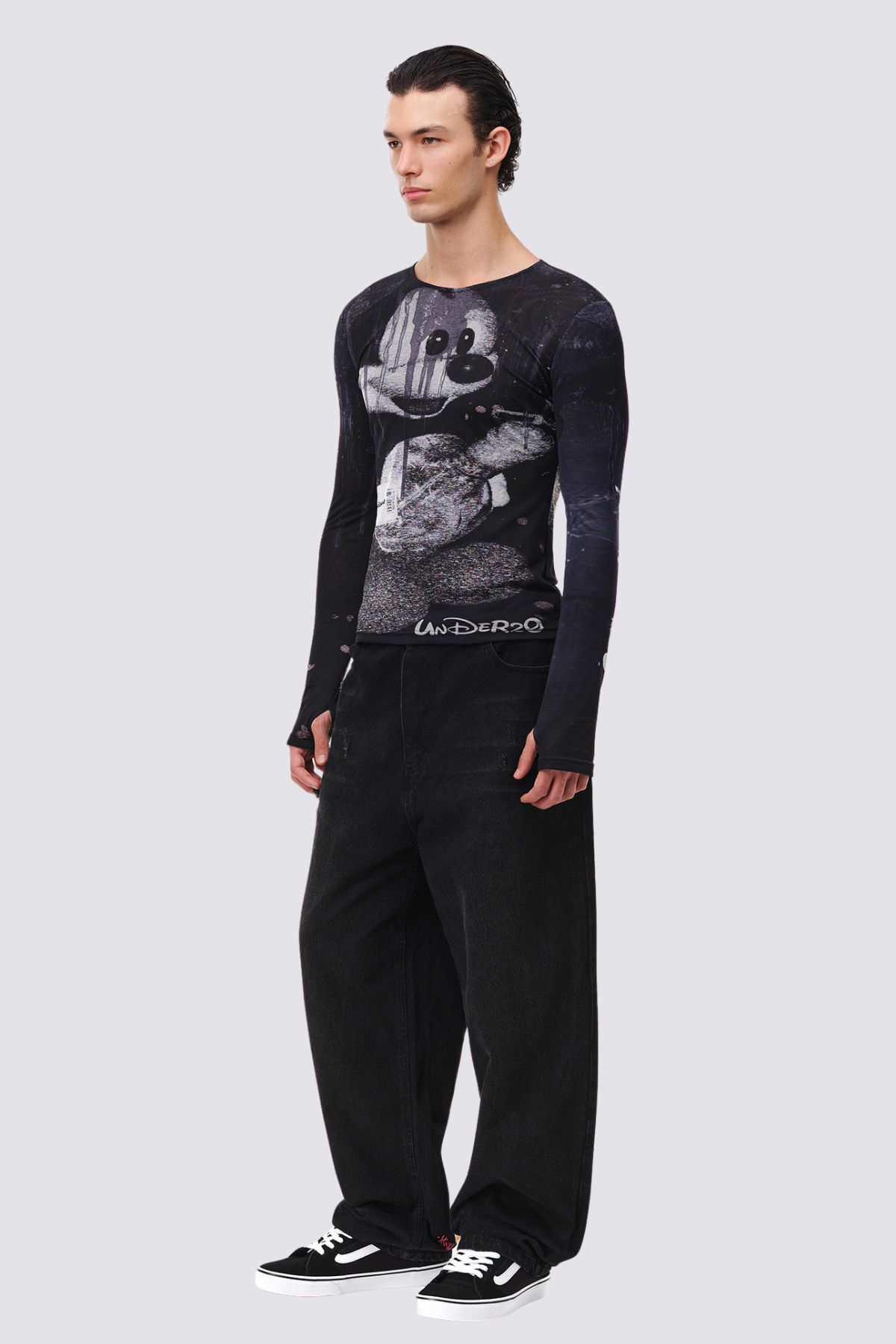 Ghost Mark Long Sleeve Print Top