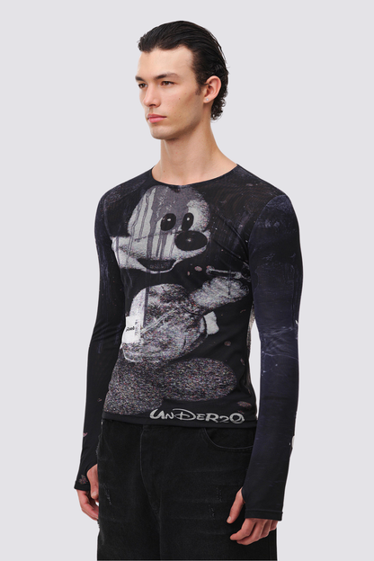 Ghost Mark Long Sleeve Print Top