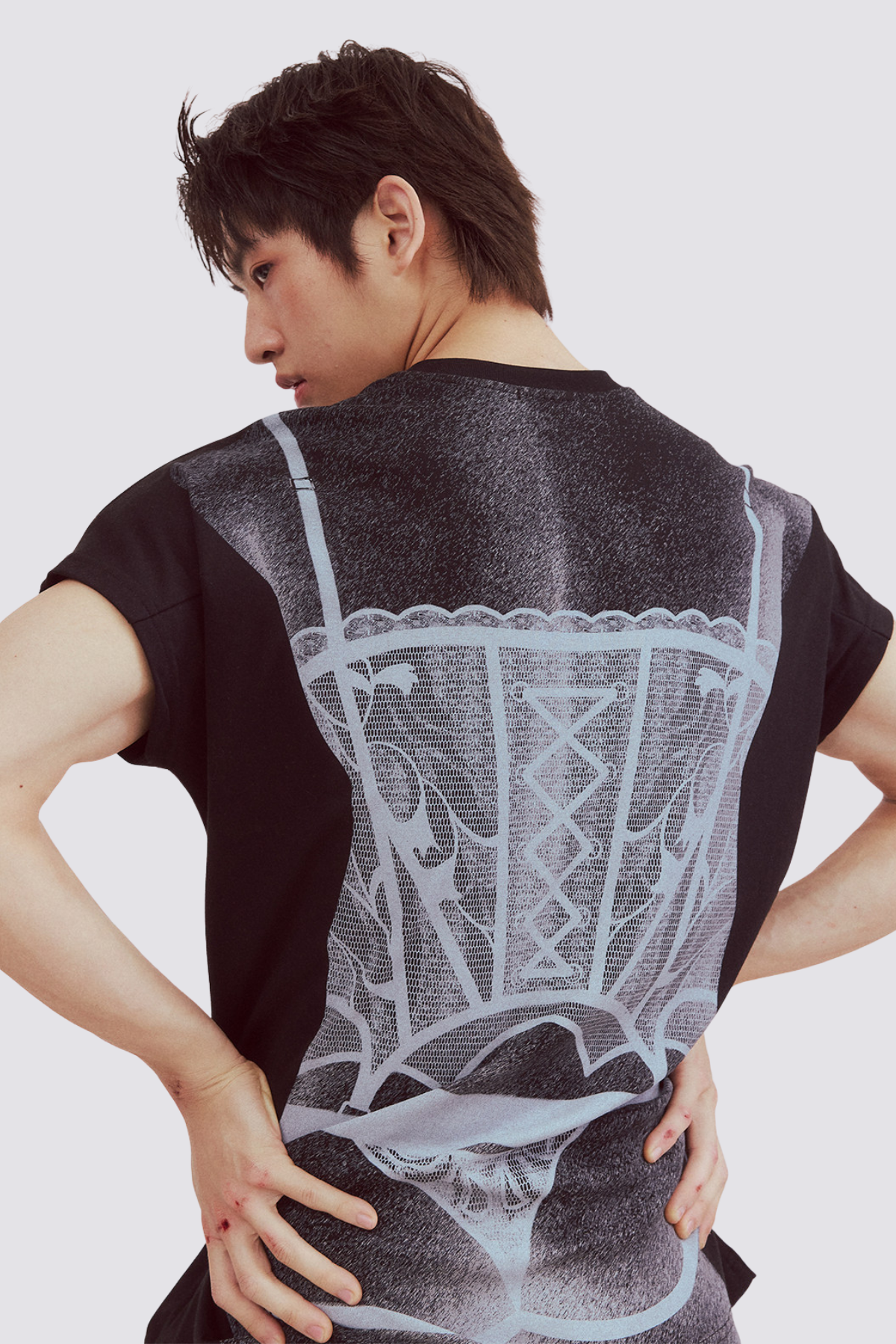Ghost Tone Print T-Shirt Black