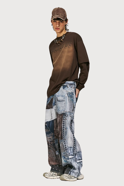 Ghost Fringe Print Straight Jeans