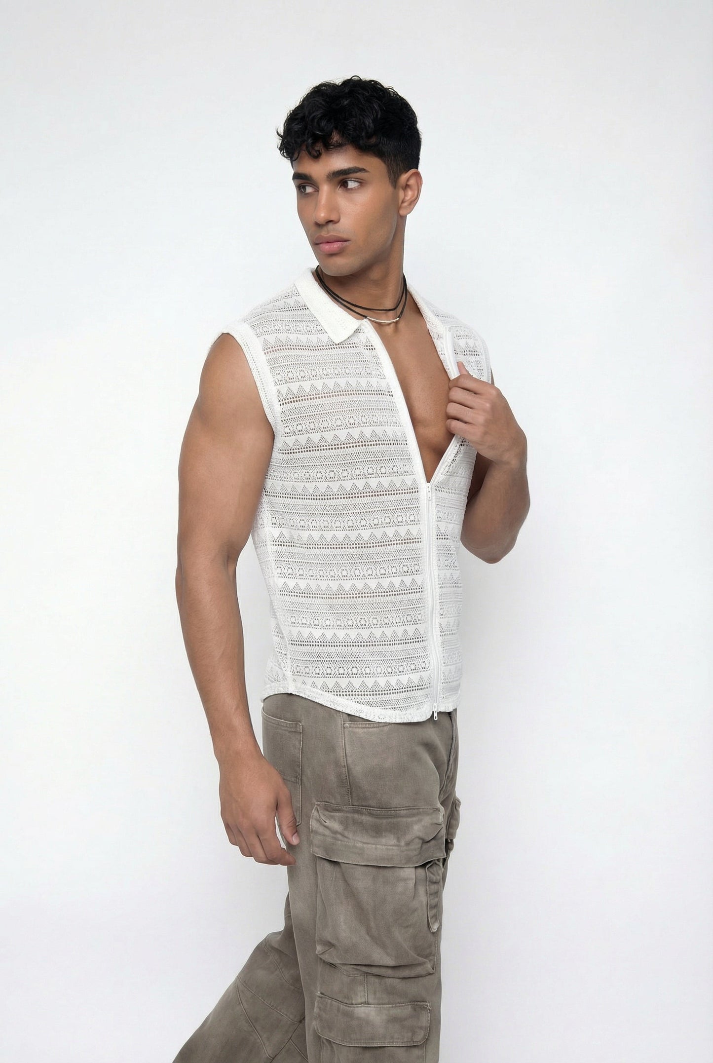 Glint Motion Mesh Sleeveless Top