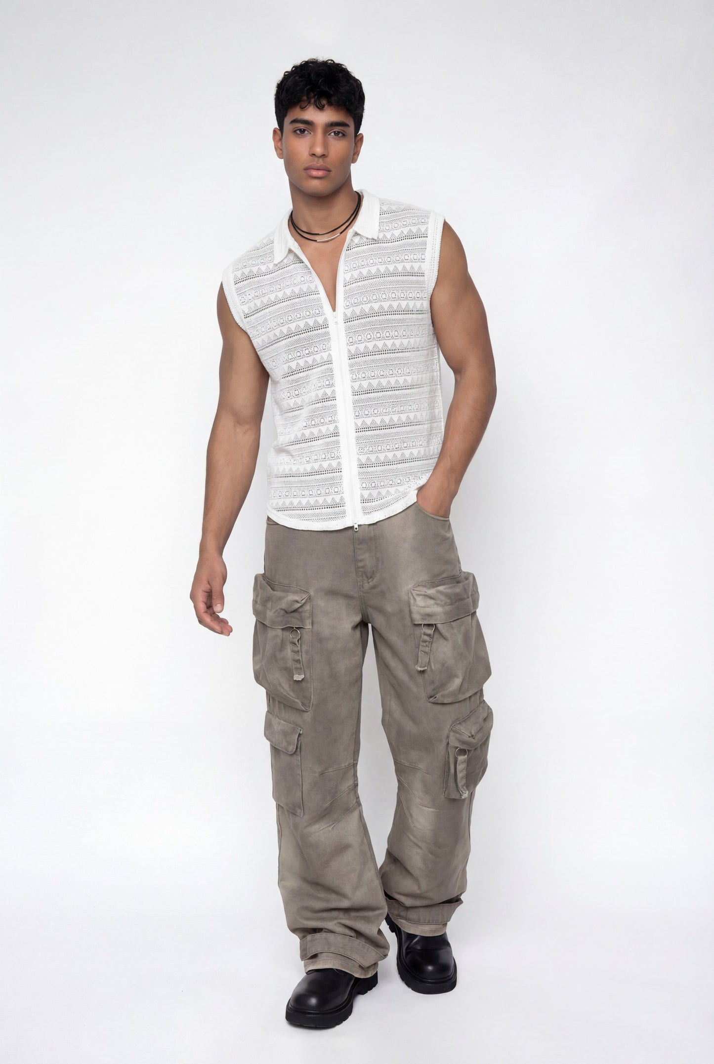 Glint Motion Mesh Sleeveless Top