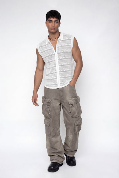 Glint Motion Mesh Sleeveless Top