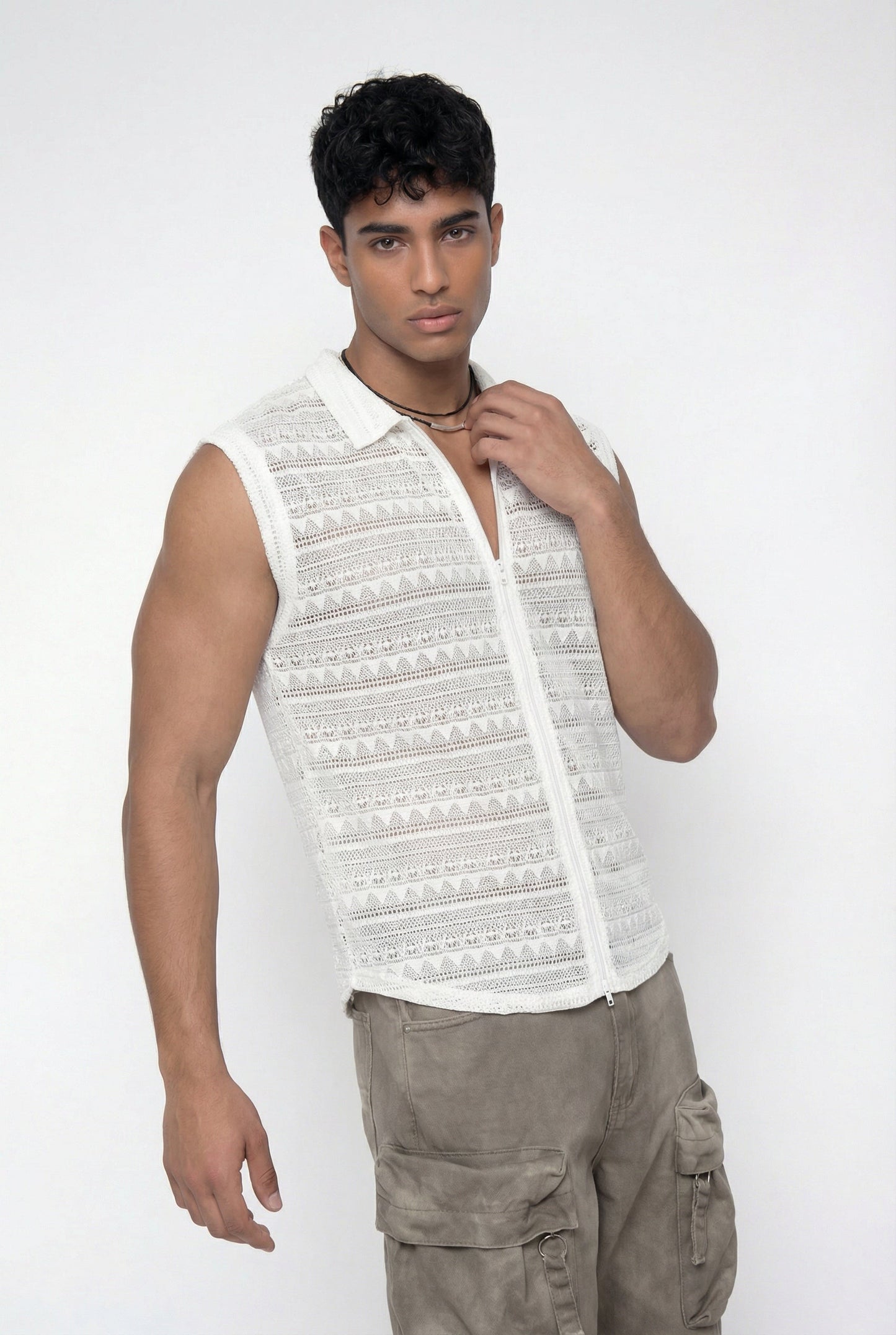 Glint Motion Mesh Sleeveless Top