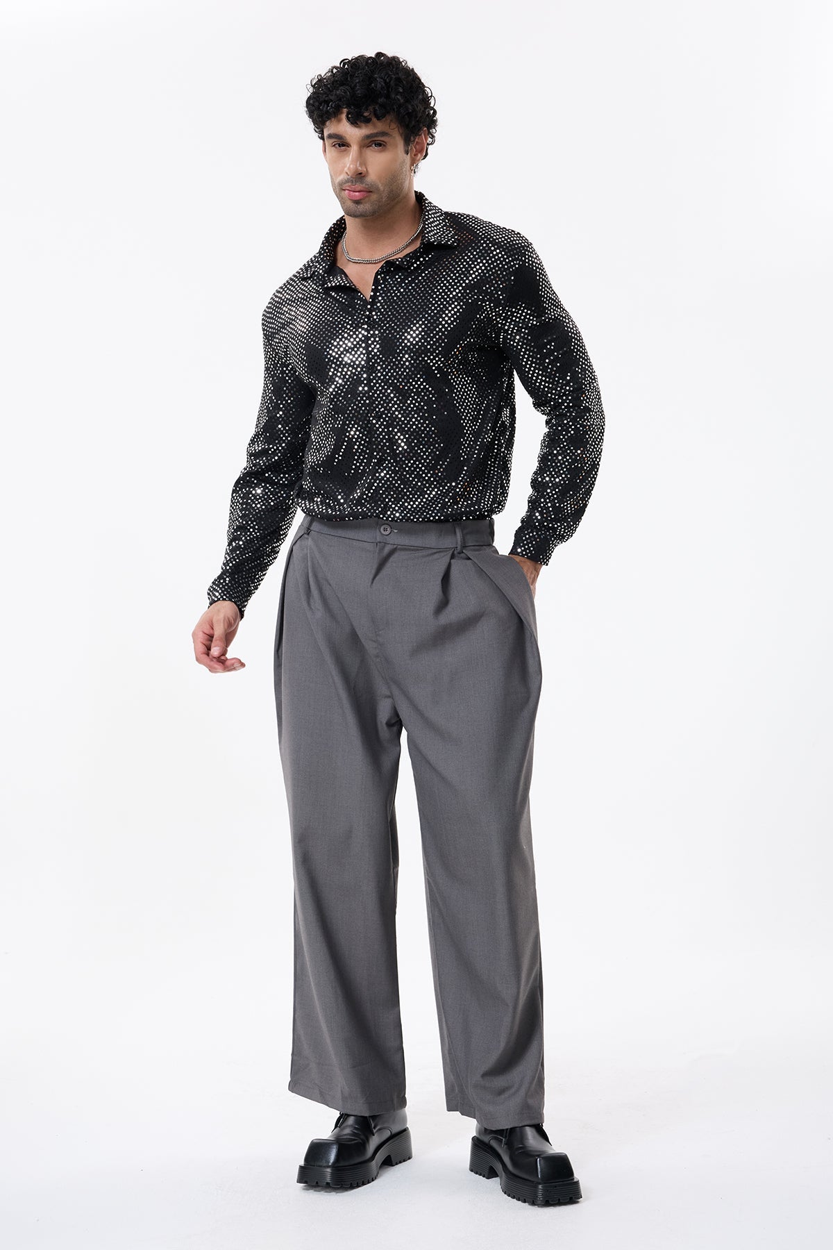 Glitter Star Long Sleeve Sequin Shirt